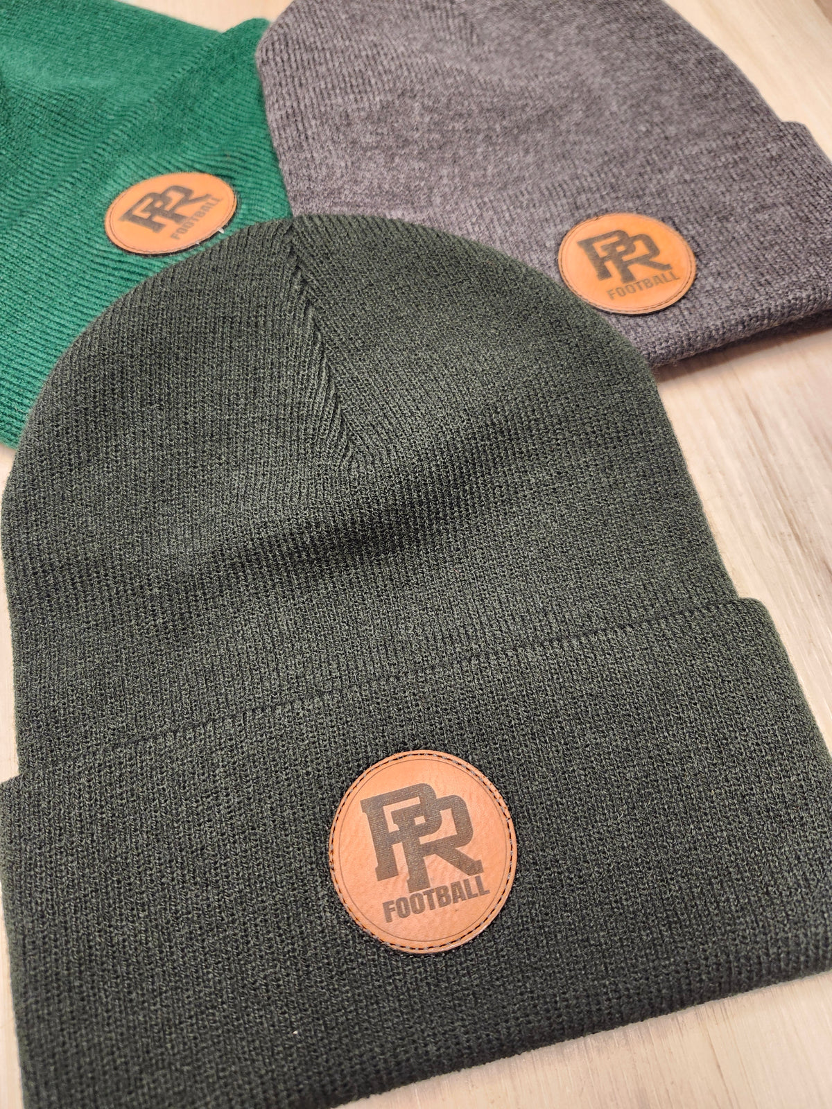 Proctor Rails Football – Leather Patch Cuffed Beanie