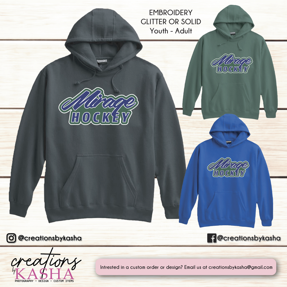 Mirage – Full Front Embroidered Pennant Hoodie