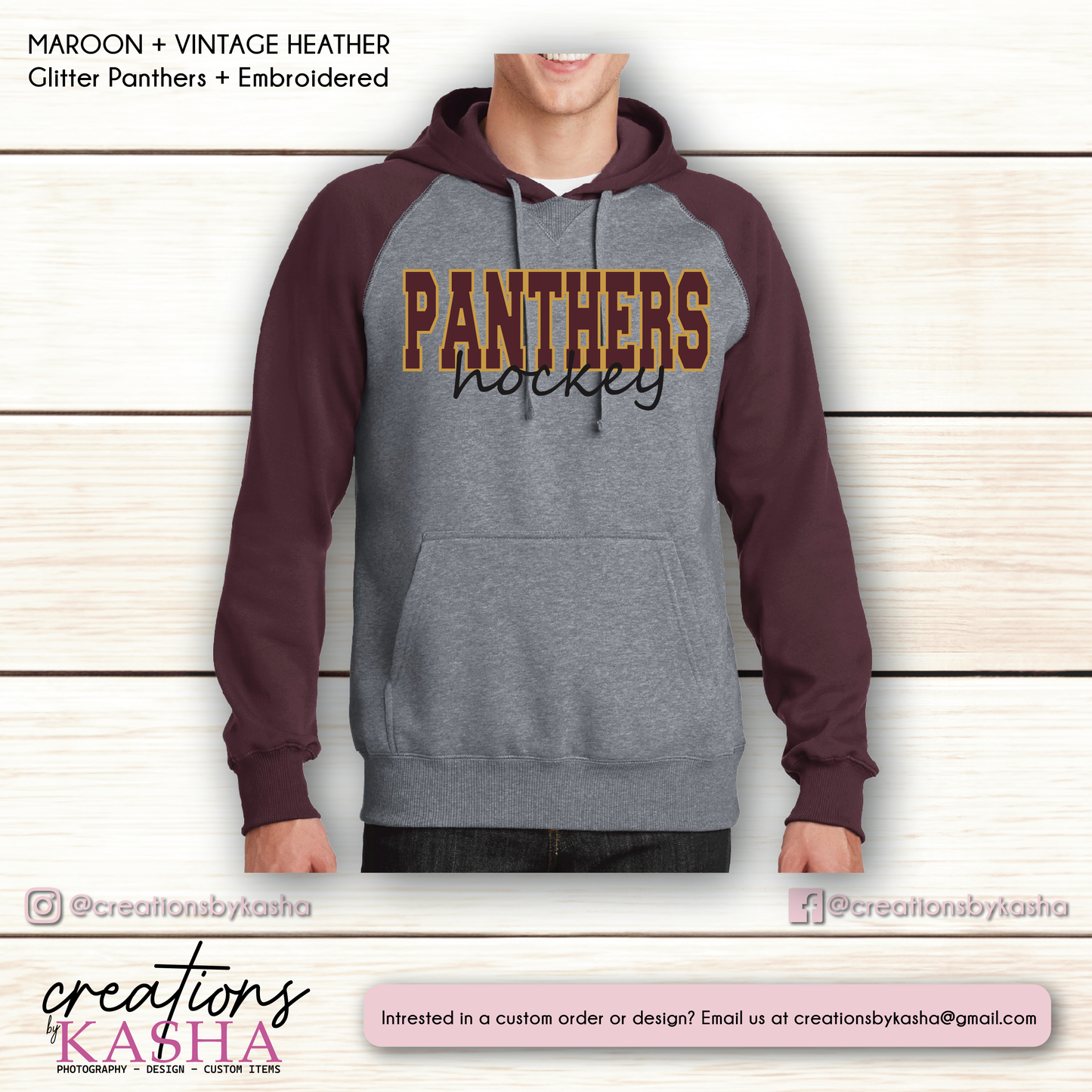 Panthers Glitter + Embroidery Hoodie