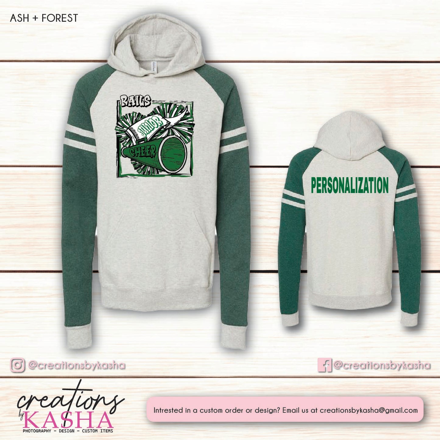 Jr Cheer Green Hoodie - Choice of Design