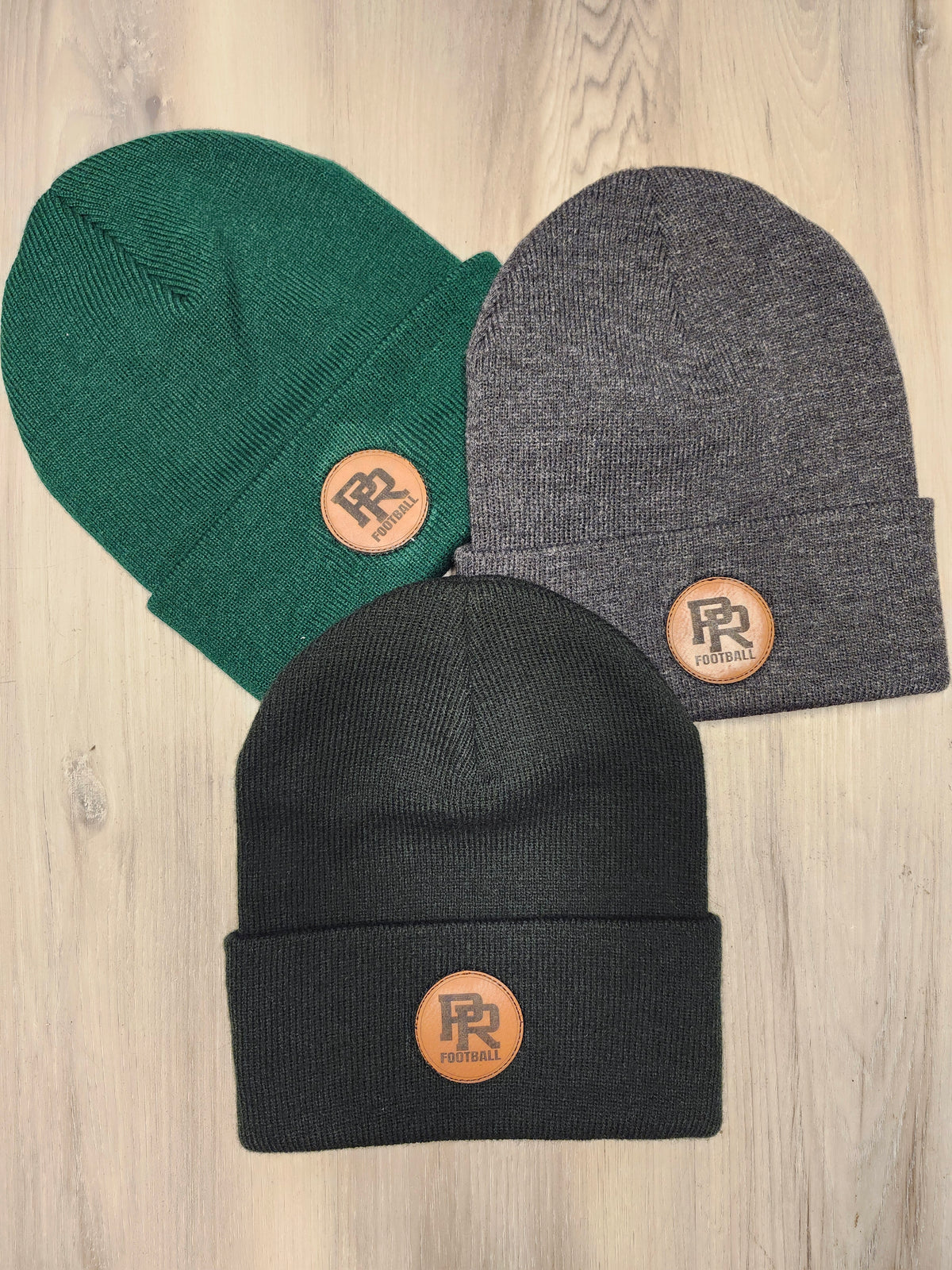 Proctor Rails Football – Leather Patch Cuffed Beanie