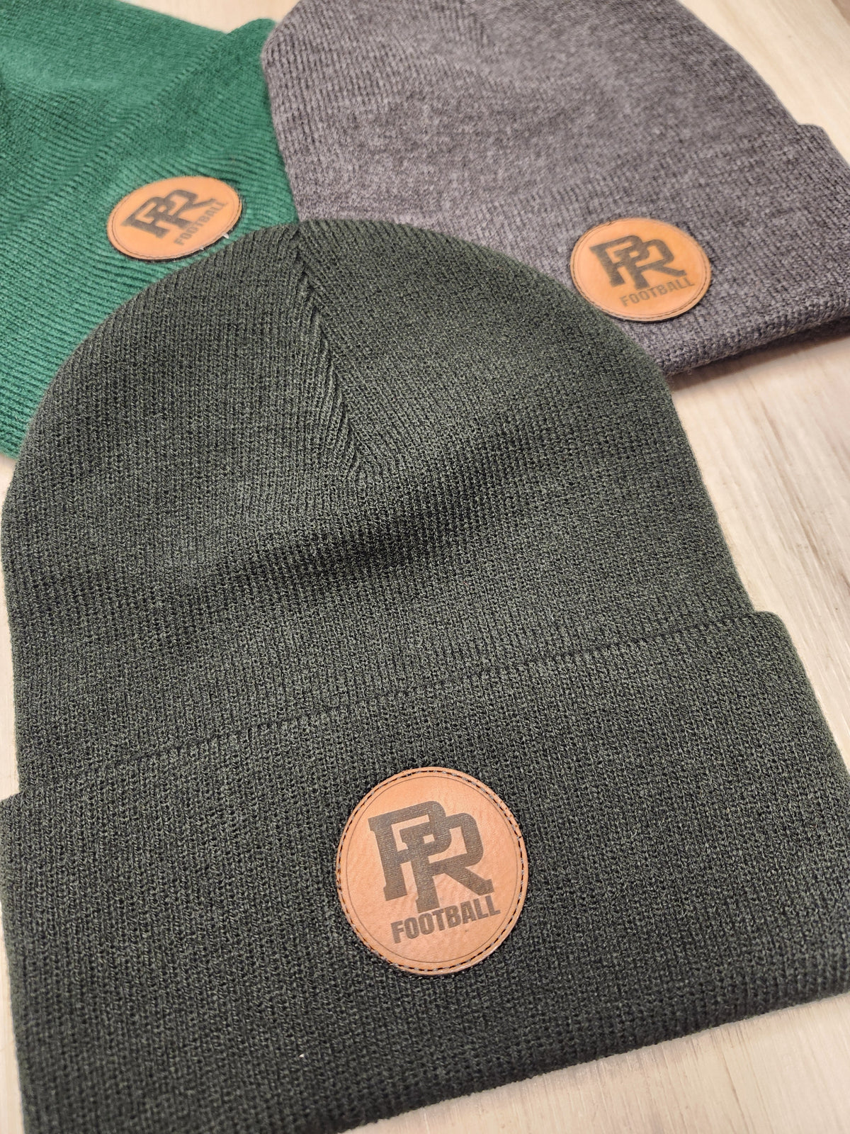 Proctor Rails Football – Leather Patch Cuffed Beanie