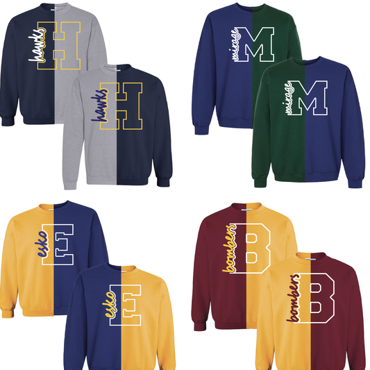 Split Front Crew - Choose your school