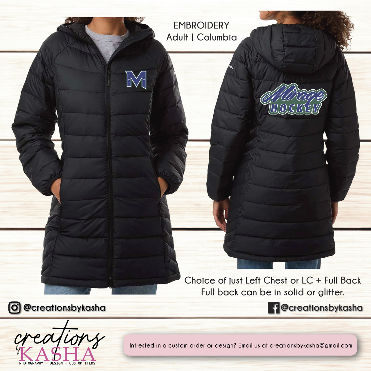 Mirage – Columbia Bubble Jacket | Full Back Embroidery