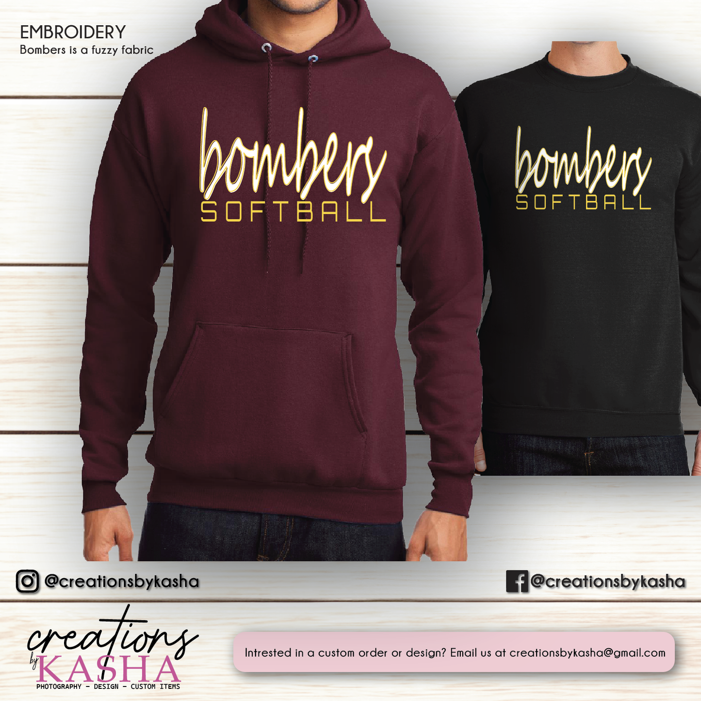 Fuzzy Embroidered Bombers Softball