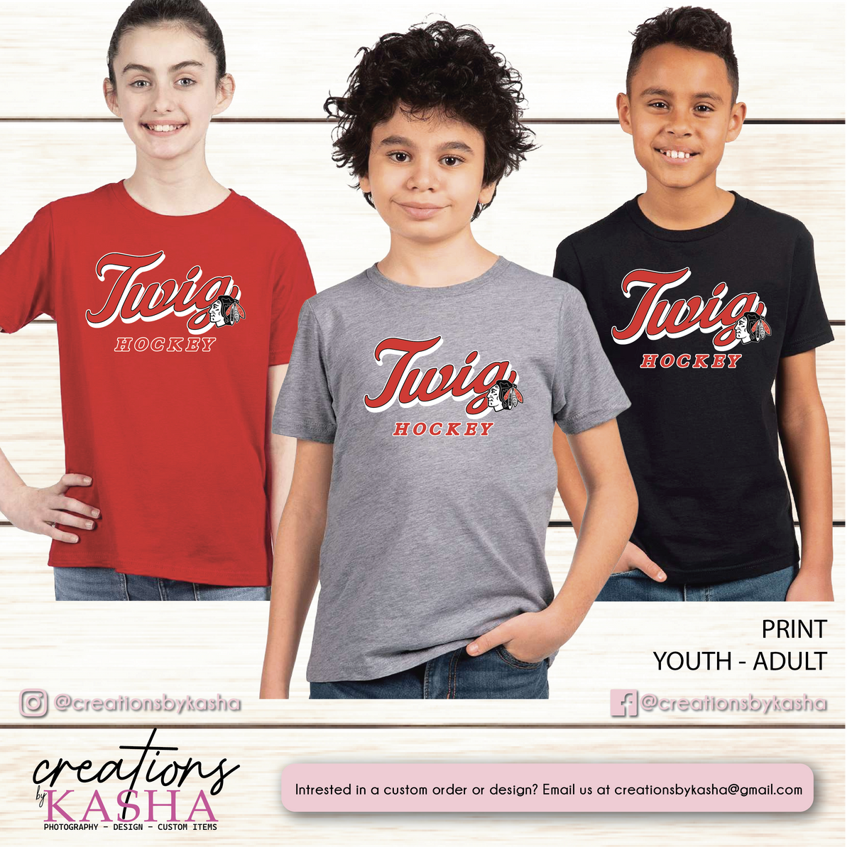 Twig Hockey Cursive Basic Apparel