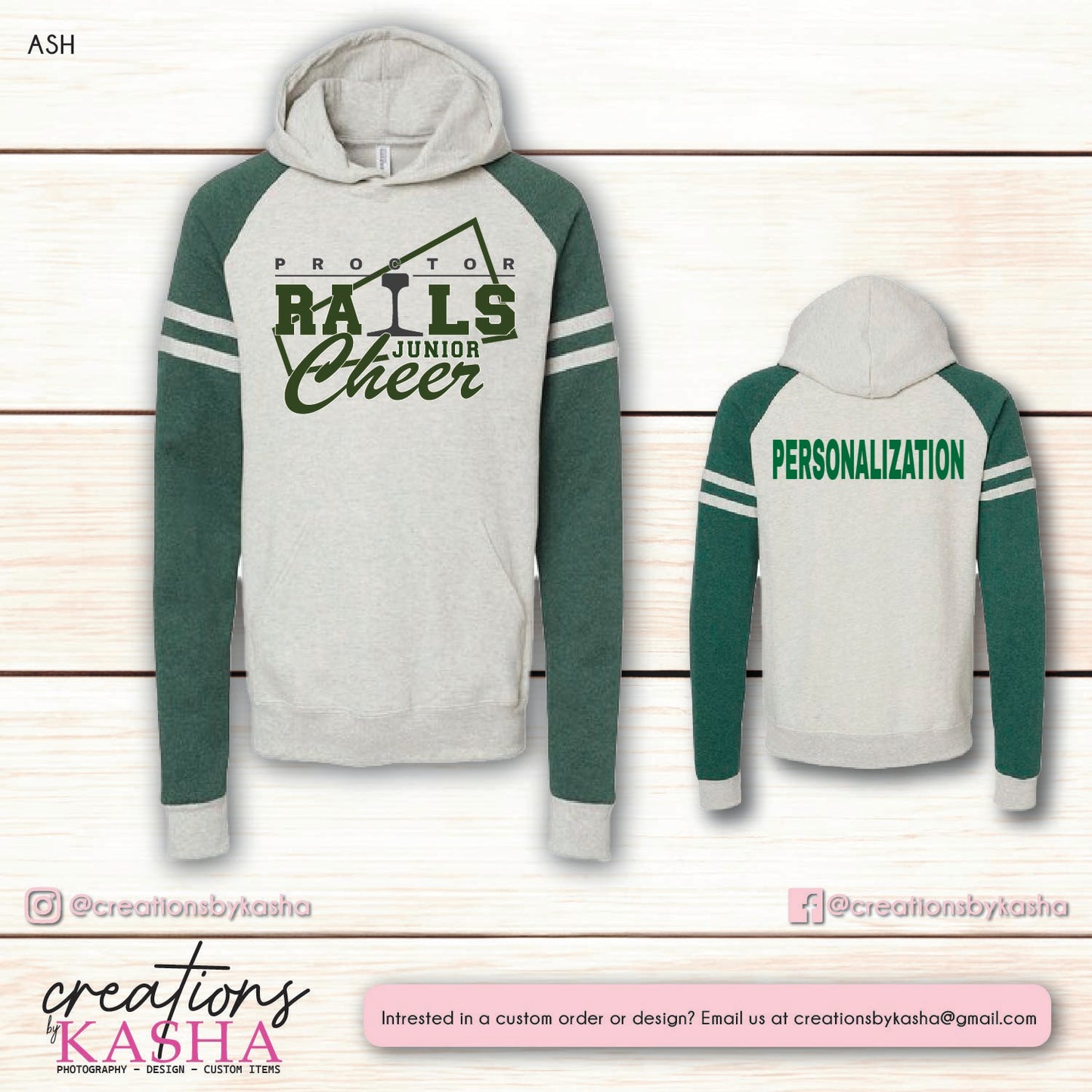 Jr Cheer Green Hoodie - Choice of Design