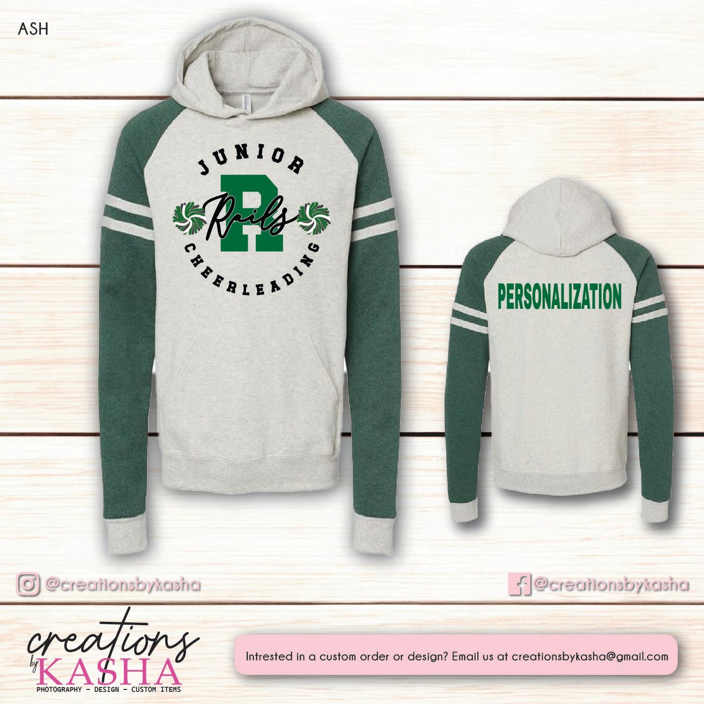 Jr Cheer Green Hoodie - Choice of Design