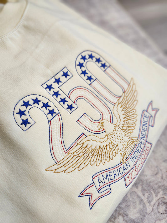 USA 250 YRS Embroidered Crewneck